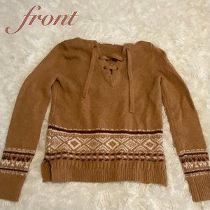 Hollister hooded knit fair isle sweater